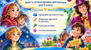 📚 Літературні диктанти для 5 класу: «Літературні казки світу» (з відповідями, паспортами творів  та яскравими інфографіками)