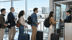 Boarding a flight