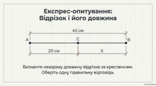 Експрес-опитування з геометрії для 7 класу: «Відрізок і основна властивість довжини відрізка (за готовими малюнками)»
