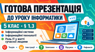 Презентація до уроку інформатики. 5 клас. § 1.3 «Інформаційні системи. Інформаційні технології. Роль інформаційних технологій у житті сучасної людини»