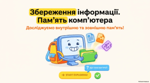 Збереження інформації. Пам’ять комп’ютера (внутрішня та зовнішня) - презентація з інформатики 4 клас НУШ