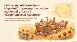 Микола Гоголь. Повість "Сорочинський ярмарок". Розкриття сутнісних рис народного характеру, народної  душі. Образи членів родини Солопія Черевика. Проблематика повісті й народна мораль. Презентація