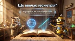 Що вивчає геометрія? Геометричні фігури. Точка. Пряма. Промінь. Розміщення точок на прямій.