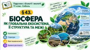 Біосфера як глобальна екосистема, її структура та межі. Презентація, інфографіка, робочий аркуш