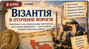 Візантія в оточенні ворогів | Історія, 8 клас НУШ | Презентація + контрольна робота