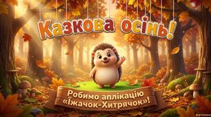 «Їжачок-хитрячок» — аплікація з осіннього листя
