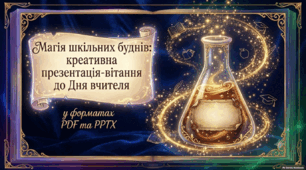Магія шкільних буднів: креативна презентація-вітання до Дня вчителя у форматах PDF та PPTX