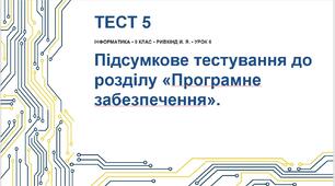 Підсумковий тест до розділу «Програмне забезпечення». 9 клас НУШ (за підручником Ривкінд Й.Я.)