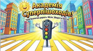 Презентація "Безпека на дорозі" + конспект заняття «Академія Суперпішоходів» (безпека дорожнього руху, 1–4 класи)