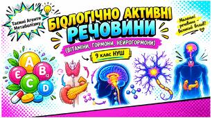 Презентація "Біологічно активні речовини: вітаміни, гормони, нейрогормони". 9 клас НУШ