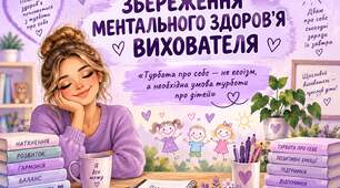 Збереження ментального здоров’я вихователя 🌿 Турбота про себе — це не егоїзм, а необхідна умова внутрішньої гармонії, емоційної стійкості та щасливого дитинства. 💜