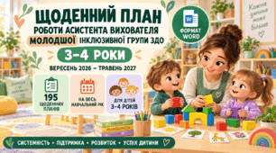 Щоденний план роботи асистента вихователя молодшої інклюзивної групи ЗДО (3–4 роки). Вересень 2026 — травень 2027