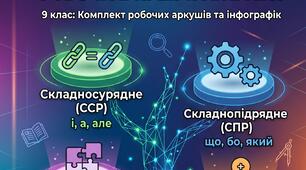 📚 Готовий дидактичний комплект: «Типи складних речень» для 9 класу! ✨(робочі аркуші_яскраві інфографіки)