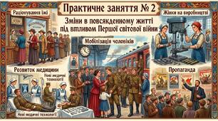 Практичне заняття №2 Зміни в повсякденному житті під впливом Першої світової війни 