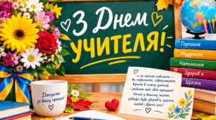 Напис «З ДНЕМ УЧИТЕЛЯ!» + святковий набір для оформлення