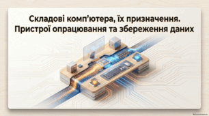 Складові комп’ютера, їх призначення. Пристрої опрацювання та збереження даних