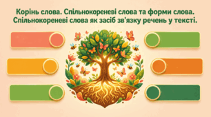 Корінь слова. Спільнокореневі слова та форми слова. Спільнокореневі слова як засіб зв’язку речень у тексті. Презентація