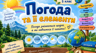 🌦️ Презентація з географії для 5 класу «Погода та її елементи» 🌈