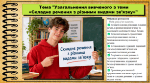 Узагальнення вивченого з теми «Складне речення з різними видами зв’язку». Українська мова. 9 клас НУШ (2026). До підручника Заболотний О. та ін.