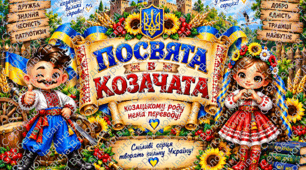 🇺🇦 «Посвята в козачата» | Великий постер для друку+ посвідчення козака, козачки + медалі та браслети для маленьких козаків