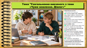 Узагальнення вивченого з теми «Чуже мовлення. Діалог». Українська мова. 9 клас НУШ (2026). До підручника Заболотний О. та ін.