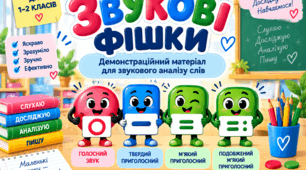 «Звукові фішки» — комплект демонстраційного й практичного матеріалу для роботи над звуковим аналізом слів у 1–2 класах.