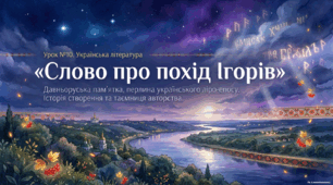 9 клас українська література Презентація та конспект уроку «Слово про похід Ігорів» – давньоруська пам’ятка, перлина українського ліро-епосу. Історія створення та проблема авторства.