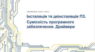 Інформатика 9 клас НУШ. Урок №3 "Поняття інсталяції та деінсталяції програмного забезпечення. Сумісність програмного забезпечення. Драйвери"