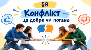 Презентація на тему " § 8. Конфлікт —  це добре чи погано " 6 клас. Нуш за підручником Василенко. Здоров'я безпека та добробут.