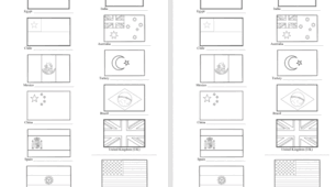 Картка для повторення + розмальовка. Прапори країн світу (Countries & Flags).