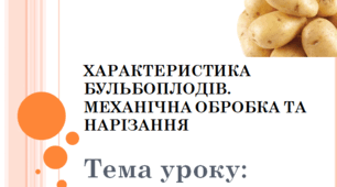Презентація. Характеристика бульбоплодів. Механічна обробка та нарізування овочів