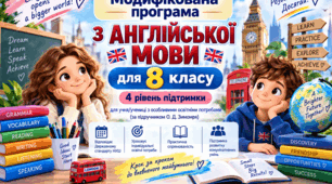 Модифікована навчальна програма з англійської мови для 8 класу НУШ | ООП, 4 рівень підтримки | 105 годин