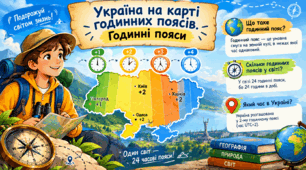 Урок-практикум. Розв’язування задач на визначення поясного і місцевого часу. «Україна на карті годинних поясів. Годинні пояси»