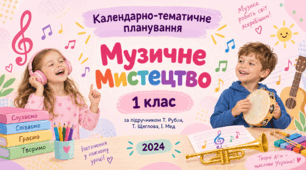 Календарно-тематичне планування з музичного мистецтва, 1 клас. За підручником Т. Рубля, Т. Щеглова, І. Мед, 2024 рік.