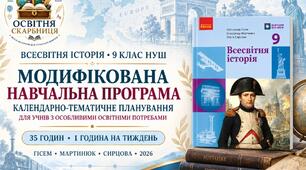 Всесвітня історія. 9 клас НУШ — модифікована навчальна програма та КТП для учнів з ООП (35 годин) | Гісем, Мартинюк, Сирцова, 2026