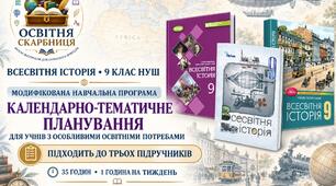 Всесвітня історія. 9 клас НУШ — модифікована навчальна програма та КТП до трьох підручників (35 годин) | Щупак, Полянський, Ладиченко, 2026