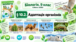 § 10.2. Адаптація організмів. Презентація, інфографіка, робочий аркуш