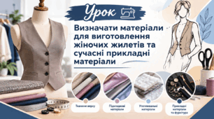 Визначати матеріали для виготовлення  жіночих жилетів та сучаснi прикладнi матерiали
