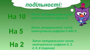 Діагностувальна робота №1  "Ознаки подільності на 2, 3, 5, 9, 10"