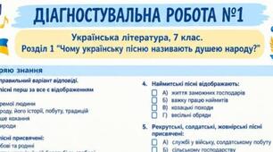Готова діагностувальна робота №1 (За розділом „Чому українську пісню називають душею народу?“) 7 клас, НУШ + відповіді