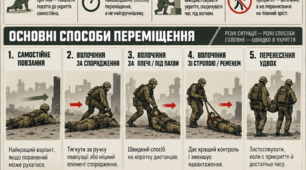 Інфографіка «Переміщення пораненого із зони прямої загрози»