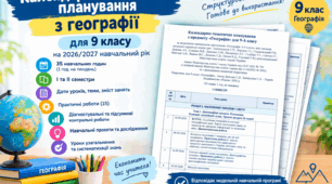Календарно тематичне планування 9 клас, географія, 1 година на тиждень