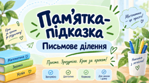 Памʼятка-підказка. Письмове ділення.