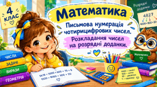 Урок 20 Письмова нумерація чотирицифрових чисел. Розкладання чисел на розрядні доданки.