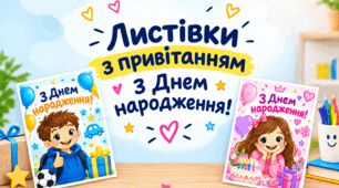 🎉 Вітальні листівки «З Днем народження!» для учнів 🎂