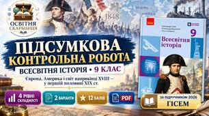 Підсумкова контрольна робота з всесвітньої історії. 9 клас. «Європа, Америка і світ наприкінці XVIII — у першій половині XIX ст.». До підручника О. Гісема, О. Мартинюка, О. Сирцової (2026)