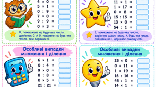 Картки-вклейки «Особливі випадки множення і ділення» (2 варіанти)