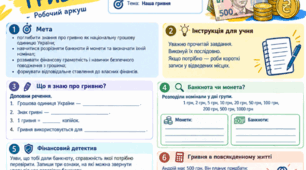 Робочий аркуш з фінансової грамотності для 9 класу (до підручника О. Роліка) на тему «Наша гривня»