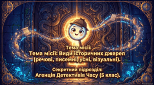 Види історичних джерел (речові, писемні, усні, візуальні).