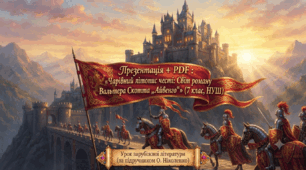 Презентація + PDF : «Чарівний літопис честі: Світ роману Вальтера Скотта „Айвенго“» (7 клас, НУШ)